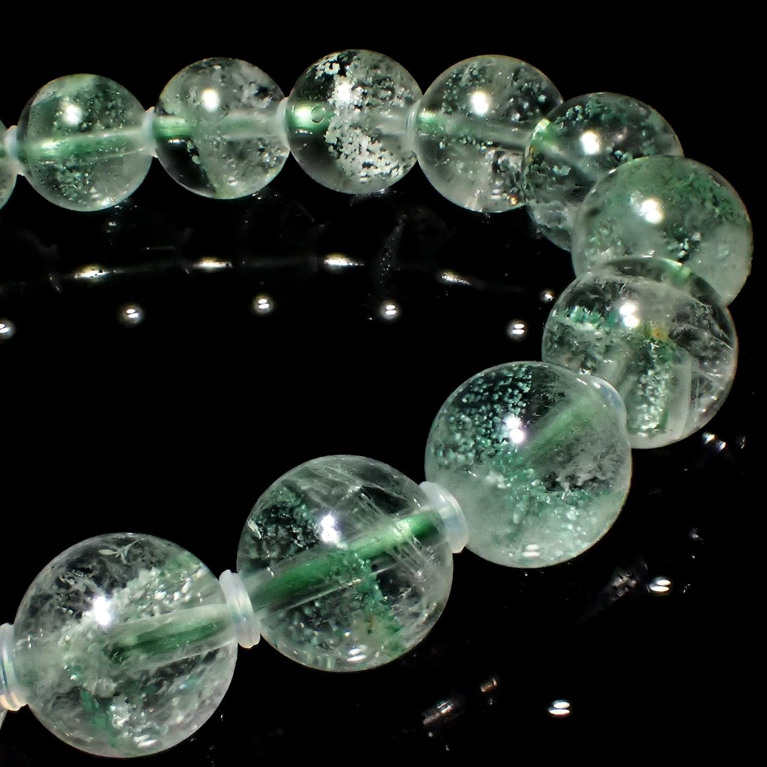 新規購入 高級天然石エメラルド グリーンファントム ガーデンクォーツ のパワーストーンブレスレット B00iexcepo 楽天カード分割 Kallik Is