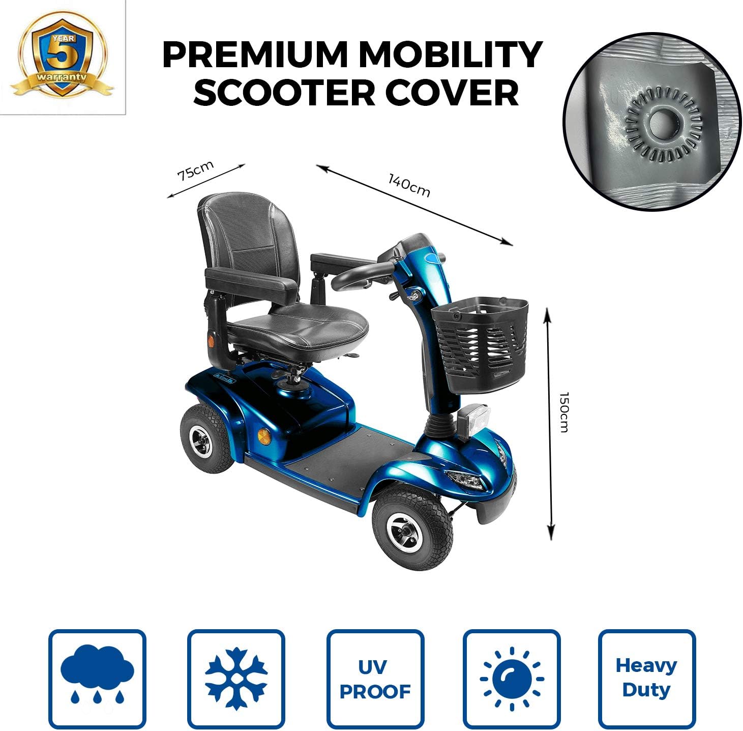 Yuzet Reinforced Mobility Scooter Cover Storage Rain Waterproof