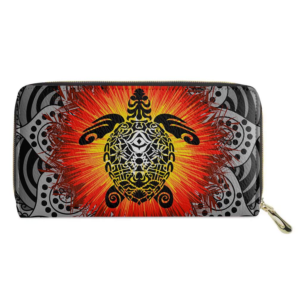 Biyejit Polynesian Turtle Women Travel Wallets Long Coin Purse Clutch Phone Card Holder