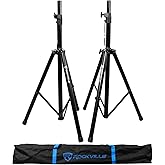 Rockville RVSS2 Pair Adjustable Tripod DJ PA Speaker Stands (2), Sturdy Steel Construction, Lightweight, Carrying Case Included, Perfect for DJs and Live Events