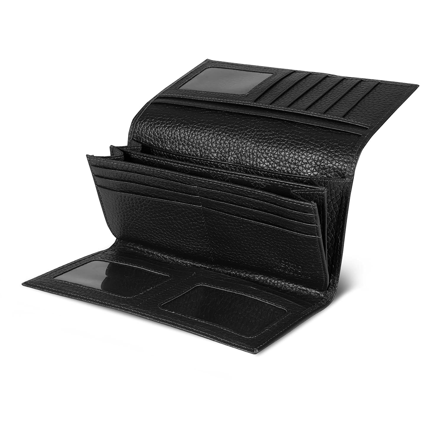 Otto Angelino Genuine Leather Zippered Envelope Wallet with Phone Compatible Slots - RFID Blocking -Unisex