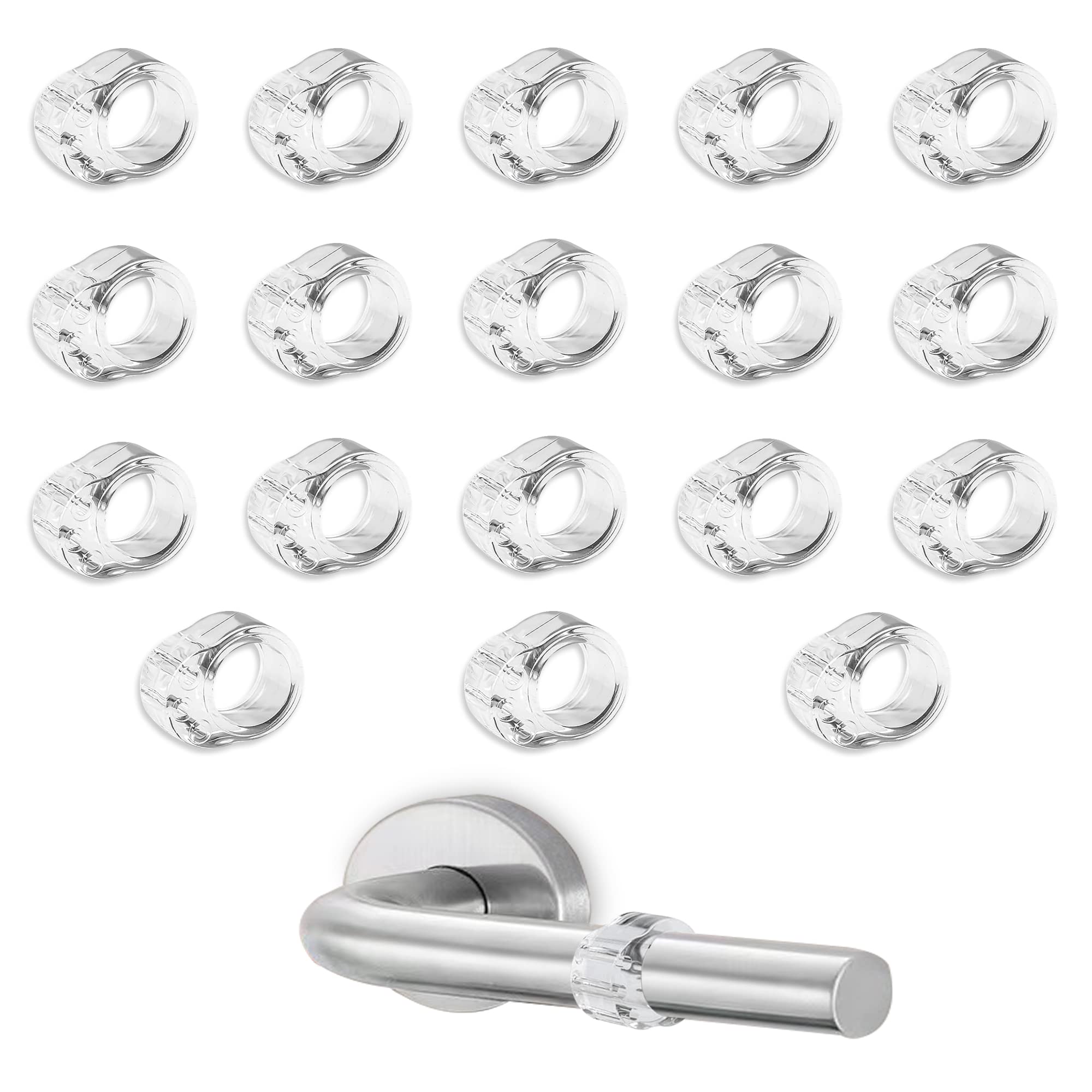 VENGABY 18Pcs Door Handle Stopper, Stops Bump, Bumper Wall Guard, Protector Small Clear, Rubber, Transparent Colour Silicone for Bathroom, Bedroom, Office, Living Room, Kitchen, Toilet (18mm)