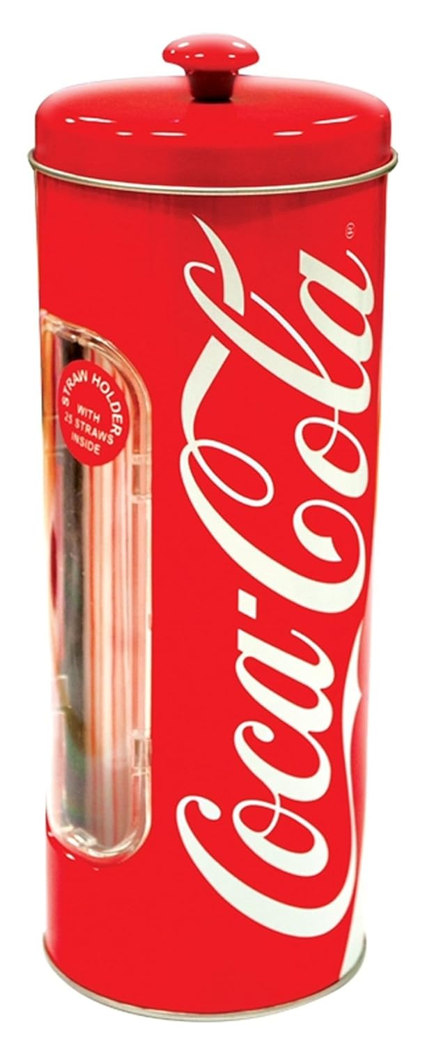 Coca Cola Coke Straw Container with 25 Drinking Straws *Storage