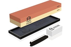 Knife Sharpening Stone Kit - Goodjob Premium Japanese Whetstone Knife Sharpener Stones Set - Dual Grit 3000/8000 Water Stones with Non-Slip Silicone Base, Angle Guide, Flattening Stone