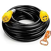 PEAKTOW PTR0114 Generator Extension Cord 30Amp 125/250V 50ft 4 Prong 10 Gauge NEMA L14-30 7500 Watts with Cord Organizer ETL/