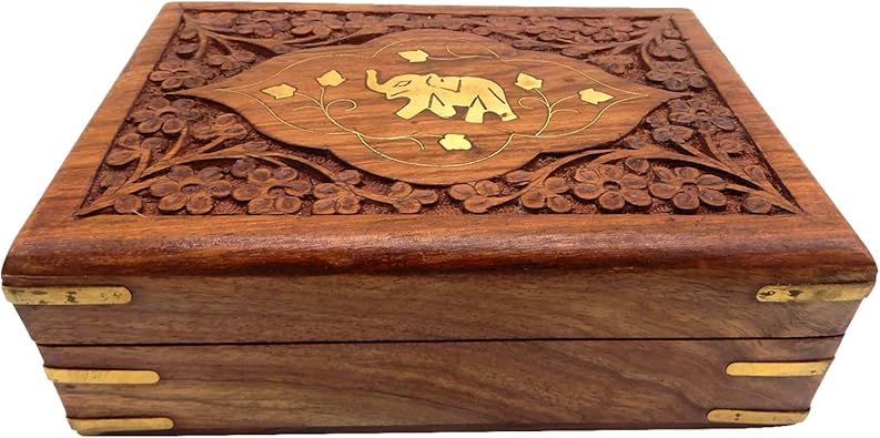 Asp Online Traders Joyero De Madera Tallada A Mano Con Diseno De Elefante Organizador De Joyas Para Mujeres 8 Pulgadas Color Marron Amazon Es Joyeria