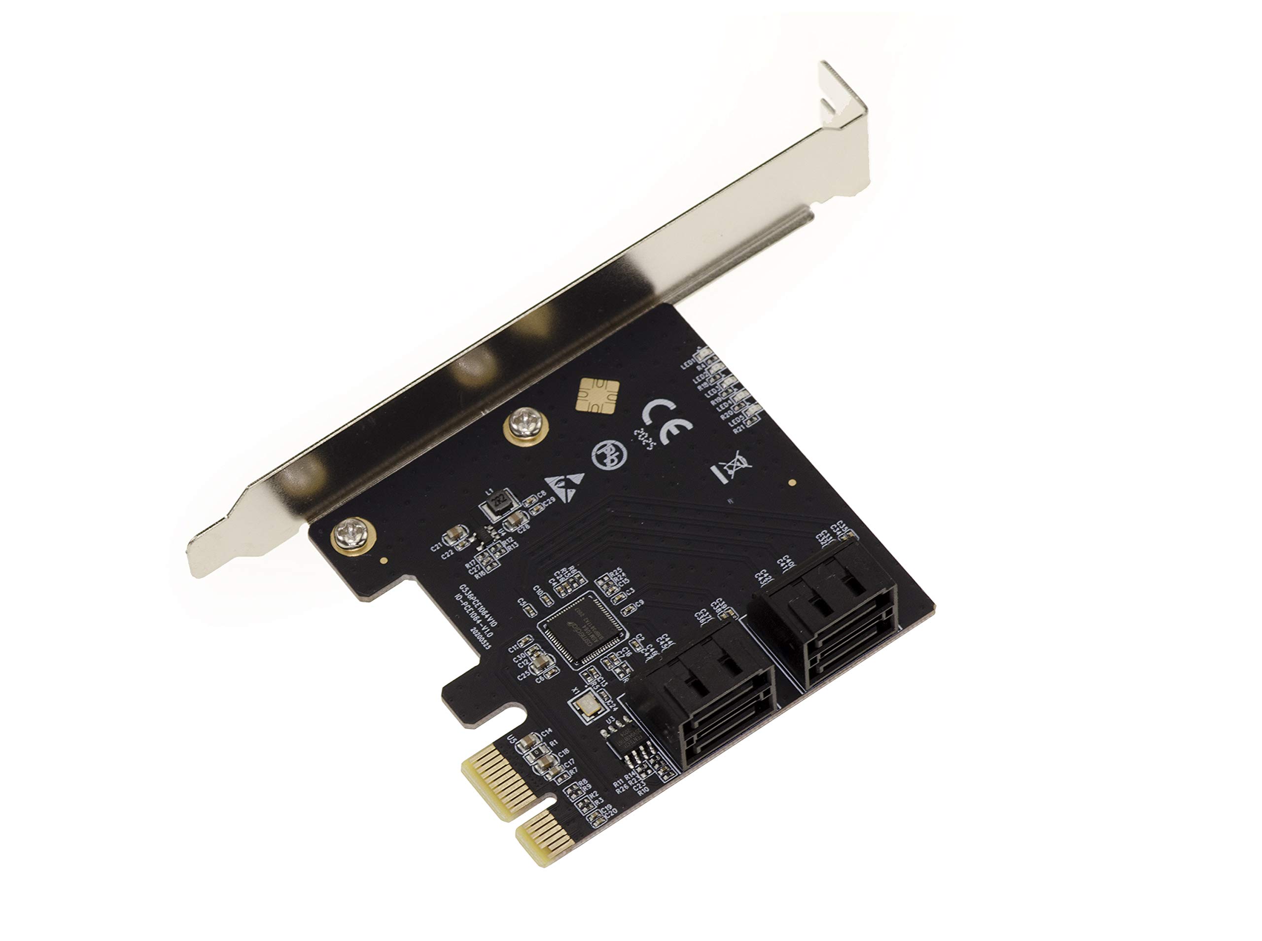 KALEA-INFORMATIQUE 4-port SATA disk controller card on PCI Express PCIe x1 port with AHCI and UEFI support. ASM1064 chipset