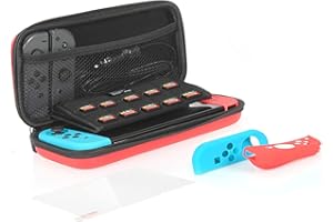 �鶹�� Basics Nintendo Switch Carrying Case and Screen Protector Protection Kit - Red
