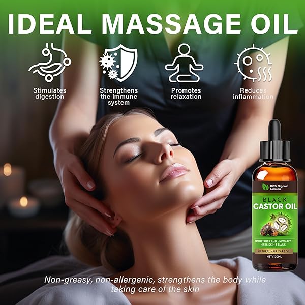 INSCAPE DATA CASTOR OIL, 100% PURE COLD PRESSED BLACK CASTOR OIL FOR HAIR, EYELASHES, EYEBROWS – DRY SKIN MOISTURIZER AND BODY OIL