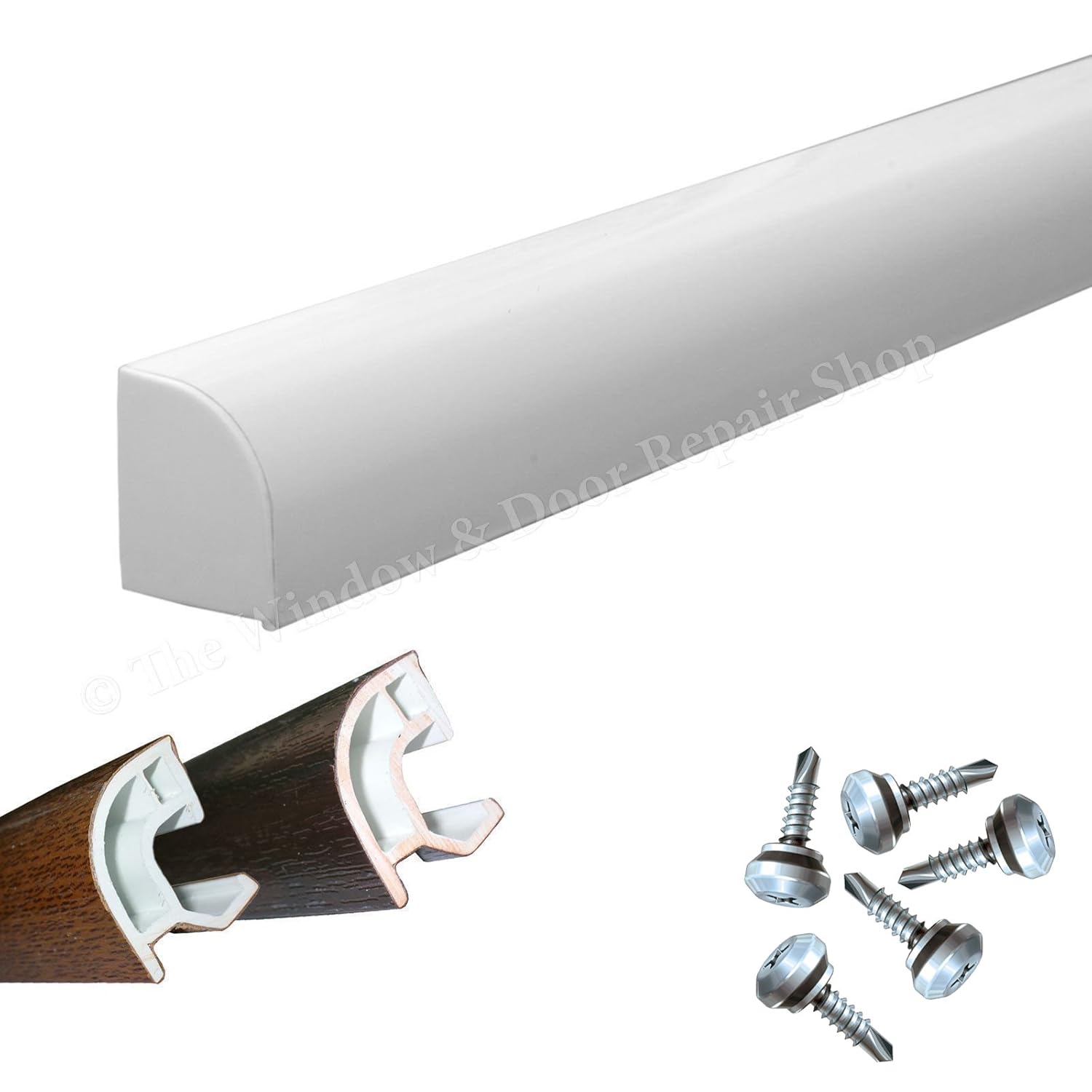 White Upvc Door or Window Weather Drip Bar Rain Water Deflector Strip 850mm Click Fit Door