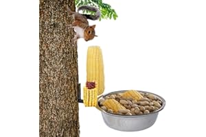 KARSHALL Squirrel Picnic Table Feeder for Garden Backyard,Removable Bowl,Durable Corn Cob Peanut Squirrel Feeders for Outside with Metal,Chipmunk Platform Feeder Easy to Fill and Clean(Squirrel)