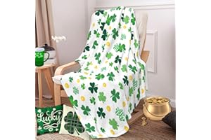 SEIMIP St Patrick's Day Blanket Shamrock Flannel Throw Blanket 60"x50" Clover Lucky Gift for Adult and Kids Decorative Blankets Funny Super Soft Cozy Blanket