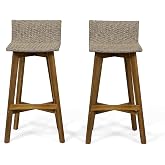 Great Deal Furniture Blair Outdoor Rustic Acacia Wood Barstool (Set of 2), Light Brown and Teak