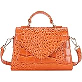 FAMYPAL Crocodile Crossbody Shoulder Bags for Women, Small Trendy Purse for Phone, Womens Top Handle Clutches Handbags