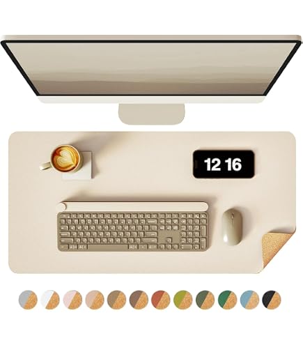 Bloss White Leather Desk Mat – Waterproof, Non‑Slip, 27.6 X 13.8 Inch Desk Protector - View #2