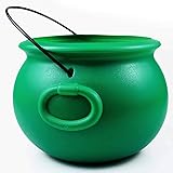 GIFTEXPRESS 8" Green Cauldron Kettle for St Patrick Day, Mardi Gras, Halloween, Pot of Gold Pot, Lucky Leprechaun Pot, Plasti