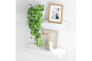 Fun Memories Floating Shelves for Wall, 20Inch Floating Shelves Set of 2, Hanging Shelf with Invisible Brackets, Wood Shelves for Living Room, Bedroom, Kitchen, White