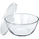 OZY Large Glass Bowl for Sourdough Bread Making,4.9 Quart Glass Mixing Bowl for Sourdough Bread with Lid,Large Glas Salad Bowl,Kitchen Salad Bread Storage