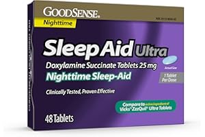 GoodSense Nighttime Sleep-Aid Ultra Tablets, Doxylamine Succinate 25 mg, 48 Count
