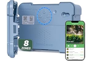 ImoLaza Outdoor Smart Sprinkler Controller, 8-Zone WiFi Irrigation Controller with Hyper-Local Weather, App Remote Control, Works w/ Alexa, Auto Watering, Rain/Freeze/Wind Skip, Smart Fault Detection