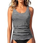 Aqua Eve Womens Tankini Tops Only Tummy Control Swim Tank Top Modest Swimsuit Top Bathing Suit Top No Bottom