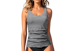Aqua Eve Womens Tankini Tops Only Tummy Control Swim Tank Top Modest Swimsuit Top Bathing Suit Top No Bottom