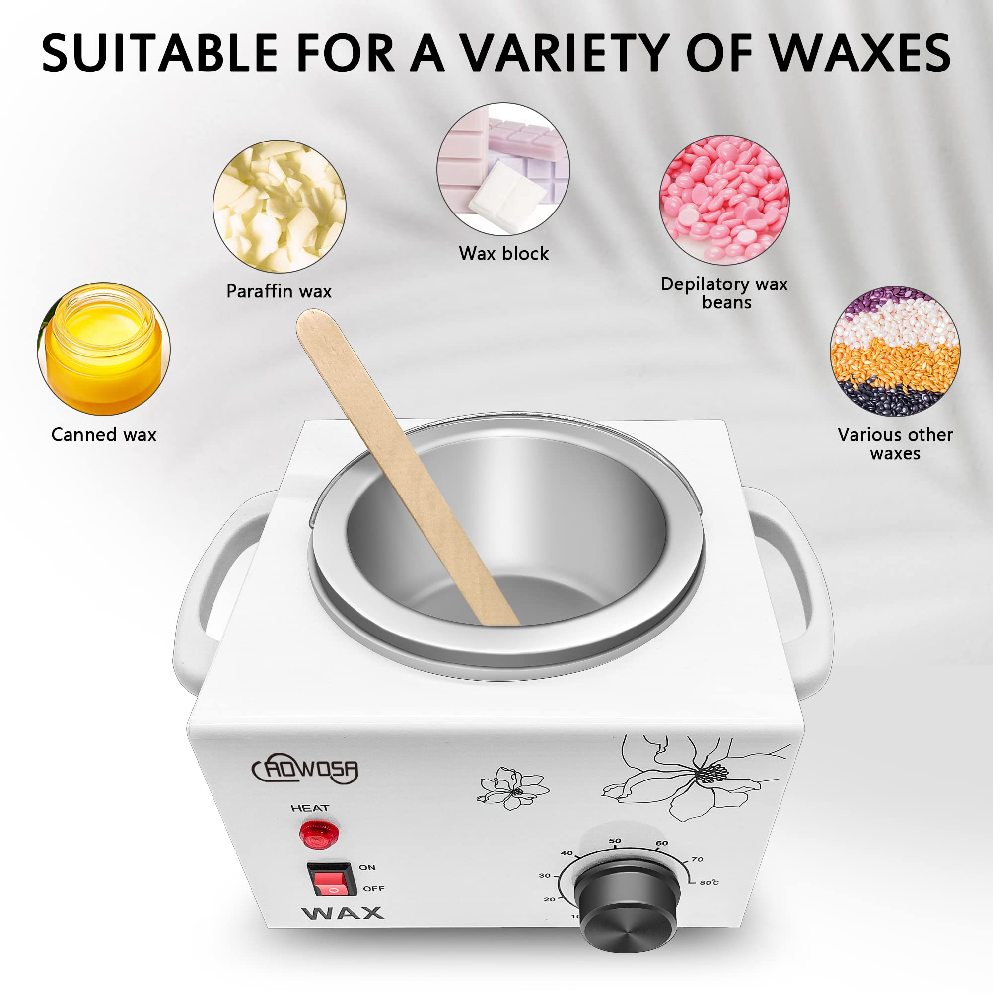 Single Wax Warmer Professional Electric Wax Heater Machine for Hair Removal, Large Waxing Pot Paraffin Facial Skin Body SPA Salon Equipment with Adjustable Temperature Set