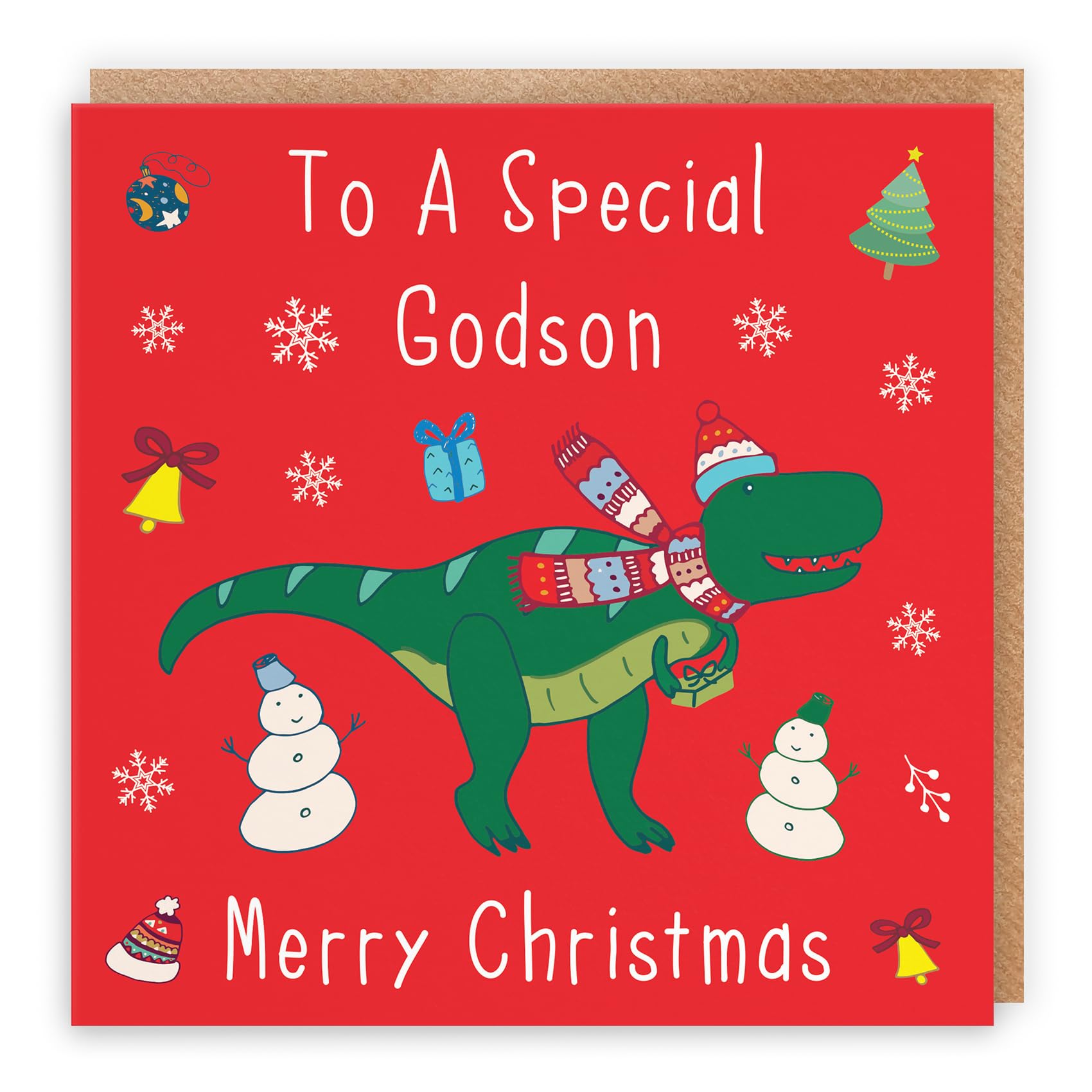 Hunts England - Godson Christmas Card - To A Special Godson - Merry Christmas - Dinosaur Collection