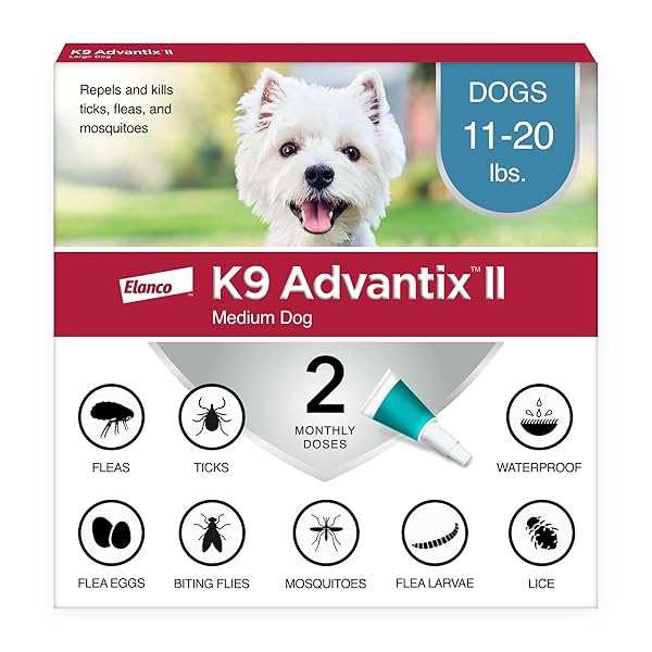 K9 ADVANTIX II MEDIUM DOG VET-RECOMMENDED FLEA, TICK & MOSQUITO TREATMENT & PREVENTION | DOGS 11-20 LBS. | 2-MO SUPPLY