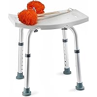 Shower Chair - with Back Scrubber & Additional Sponge - Tool Free Shower Chair for Elderly - with 8 Adjustable Heights - Port