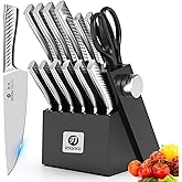 imarku® Knife Set,14-Piece Knife Sets for kitchen with block,Premium One-Piece Kitchen Knife Set with Sharpener,High Carbon Stainless Steel Knives Set for Kitchen,Dishwasher Safe,Black