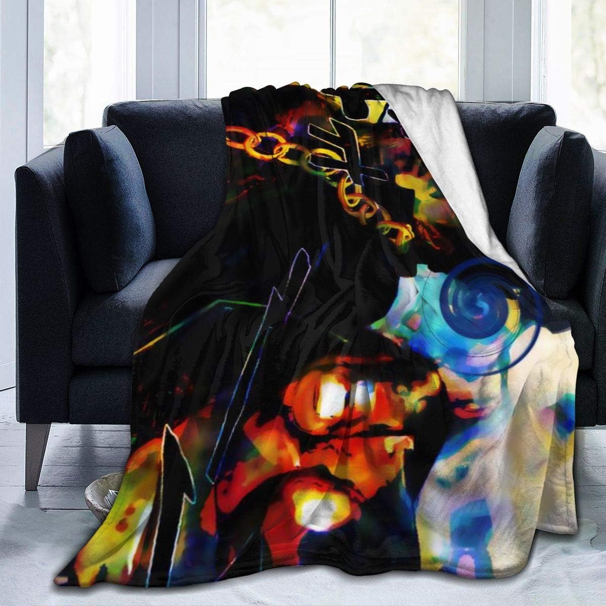 Flannel Fleece Throw Blanket for Spring Work Picnic, Super Soft JoJo's Bizarre Adventure Jotaro Kujo All Star Battle Personalized Throw, Comfy Lightweight 60 x 50 Inch