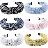 Ivyu Hairband, 6 Pcs Headbands for Women - Light Color, Fashion Cotton-flax Fabric, Knotted Wide Band, Accessories Cute Boho Beauty, For Workout GYM Yoga Running