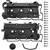 Engine Valve Cover Set with Bolts &amp; Oil Cap &amp; Gaskets &amp; Spark Plug Tube Seals &amp; P CV Cover Compatible with 2002-2007 Nissan Altima Maxima Murano Quest Infiniti I35 VQ35DE V6 3.5L Part 264-984 265-985