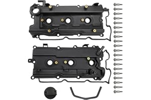 MITZONE Engine Valve Cover Set with Bolts & Oil Cap & Gaskets & Spark Plug Tube Seals & PCV Valve Compatible with 2002-2007 Nissan Altima Maxima Murano Quest Infiniti I35 VQ35DE V6 3.5L Part# 264-984 265-985