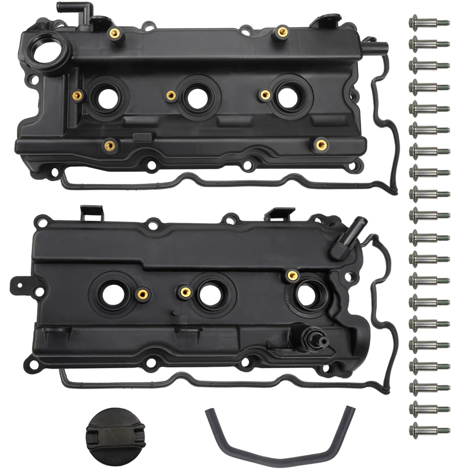 Photo 1 of Engine Valve Cover Set with Bolts & Oil Cap & Gaskets & Spark Plug Tube Seals & PCV Valve Compatible with 2002-2007 Nissan Altima Maxima Murano Quest Infiniti I35 VQ35DE V6 3.5L Part# 264-984 265-985
