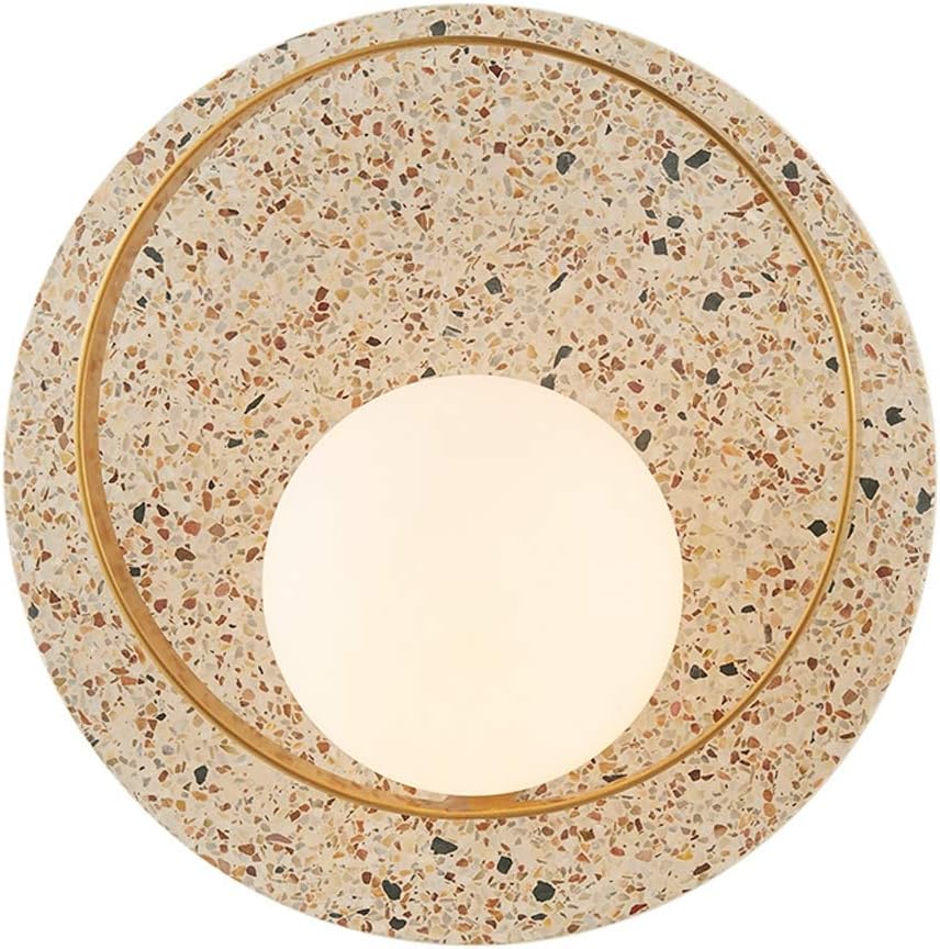 LIANGXX Modern Wall Sconce，Graphics White Marble Textures Glass Lampshade，Bedroom Bedside Lamp Hallway Light Luxury Background Wall Lamp 11 Inches (Color : Terrazzo)