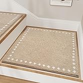 tchdio Plush Stair Treads Landing-Mat Non Slip Indoor 31"x31" Beige | Soft Stair Runners for Wooden Steps, Landing Rug-Stair Carpet Treads Reusable for Kids Elders and Pets, Washable Stair Rugs