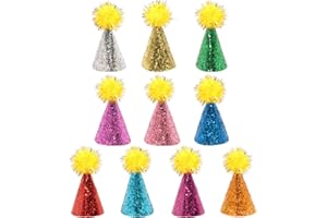 Fjgyjt 10PCS Mini Pet Party Hats Adjustable Headbands for Small Dogs Cats Cute Glitter Hats for Cat Birthday Christmas Weddin