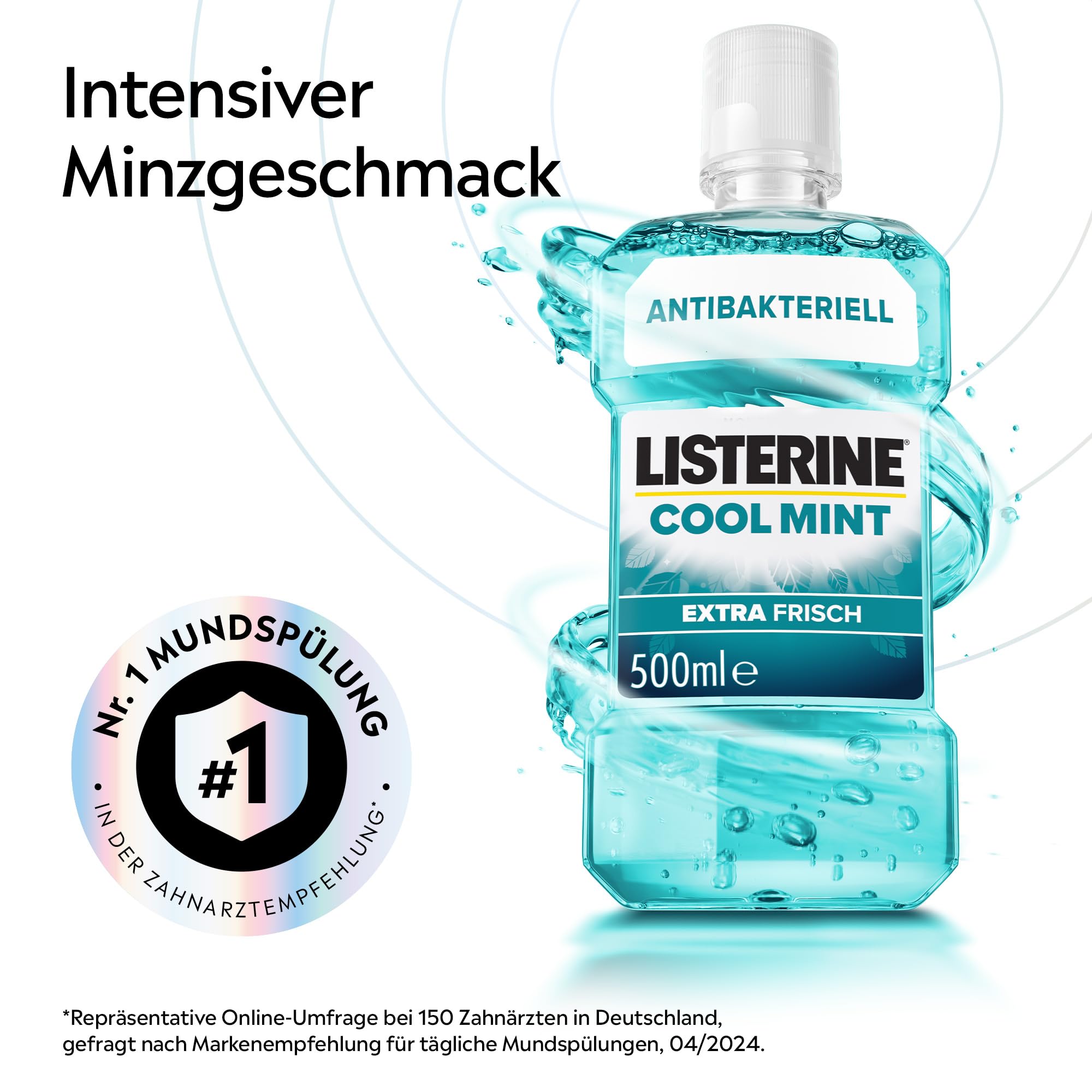LISTERINE Cool Mint 6 x 500 ml, antibakterielle Mundspülung mit ätherischen Ölen und Minzgeschmack, Mundwasser bekämpft wirksam Bakterien im Mundraum, optimale Ergänzung zur täglichen Zahnpflege 2