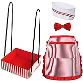 SATINIOR 4 Pcs Carnival Adult Waitress Costume Women Circus Popcorn Hot Dog Soda Jerk Movie Night Costume 1950s Party Cosplay