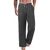 Auxo Men's Cotton Yoga Baggy Sweatpants Athletic Lounge Pants Open Bottom Casual Pants for Men with Pockets