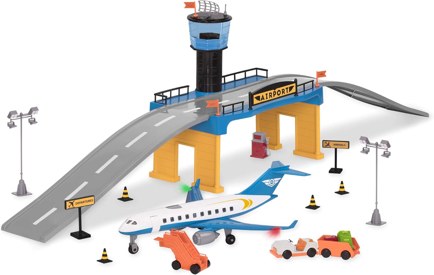 Driven WH1077Z Battat Airport 32pc Toy Set with Aeroplane, Runway