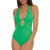 BECCA Color Prism - Women's One Piece Swimsuit, Cut-Out, Adjustable, Bathing Suits for Women, Banana, Large