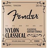 Fender Nylon Acoustic Strings, 130 Clear/Silver, Ball End, .028-.043