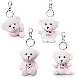 Bear of Allan Stuffed Animal Keychain Set, 4 Pcs Mini Teddy Bear Pack, I Love You Gift for Her, Assorted Gestures, Keyring Ch