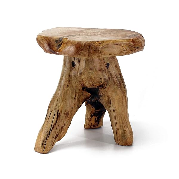 WELLAND NATURAL CEDAR STUMP STOOL, 14″ END TABLE, LIVE EDGE SIDE TABLE, PLANT STAND, SMALL NIGHTSTAND, MUSHROOM STOOL FOR LIVING ROOM, BEDROOM, PATIO, GARDEN