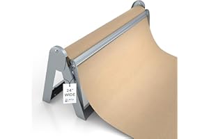 Bryco Goods 24” Paper Roll Dispenser and Cutter, Wall Mountable & Non-Slip Tabletop, Heavy-Duty Steel Frame – Kraft, Butcher, Freezer, Wrapping Paper Holder – for Home, Office, Craft Projects