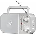 Portable AM FM SW Radio with Best Reception, Bluetooth Speaker Rechargeable Radio Poratble, AC Plug in or D Battery Powered, Build-in Speaker, Headphone Jack, Gifts for Seniors Elderly