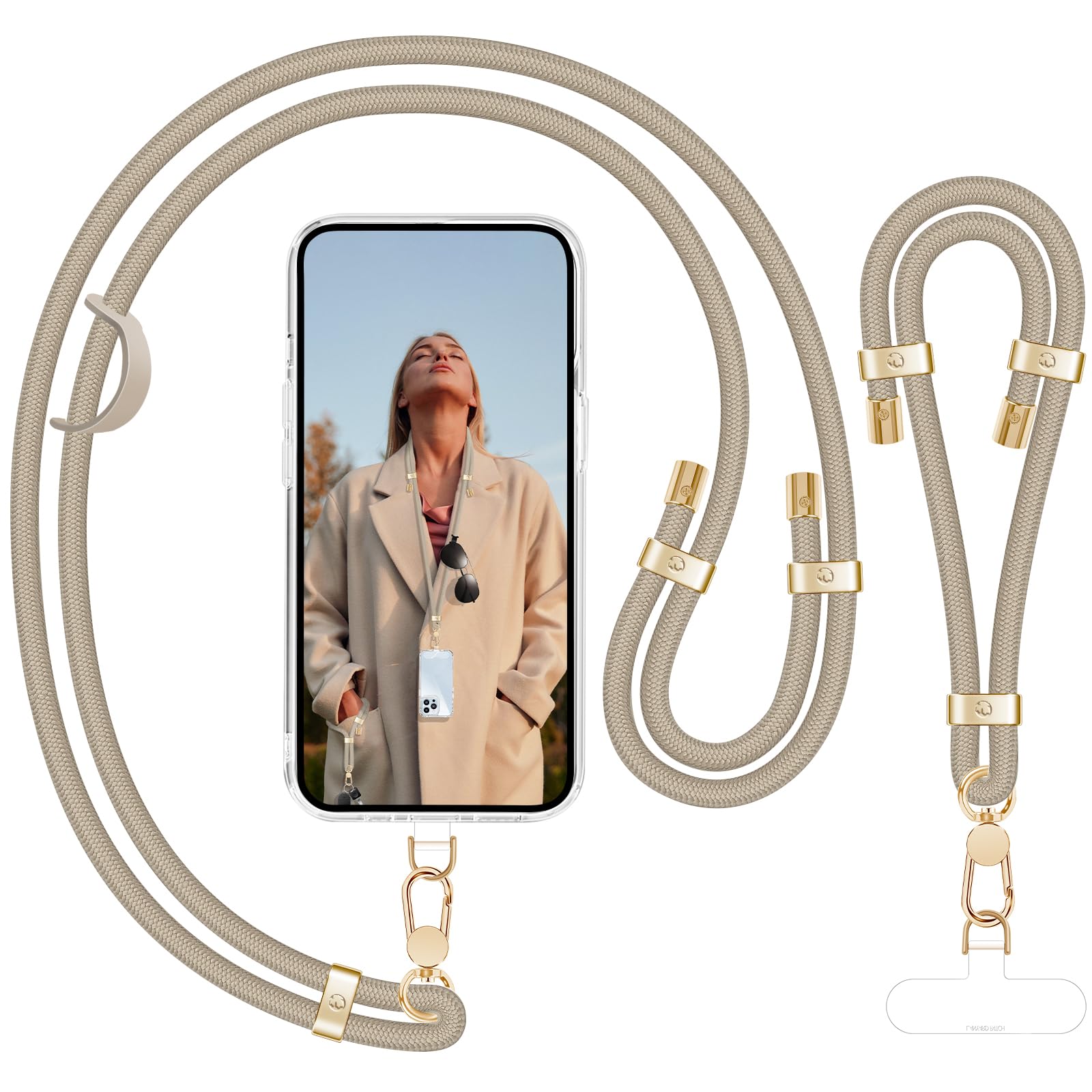 UKON Phone Lanyard Crossbody and Phone Wrist Strap Set Adjustable Neck Strap with Premium Metal Buckle Anti Theft Crossbody Body Strap 2 Tether Patches Compatible with Most Smartphone